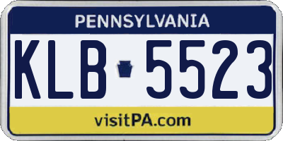 PA license plate KLB5523