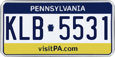 PA license plate KLB5531