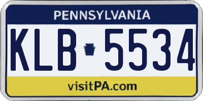 PA license plate KLB5534