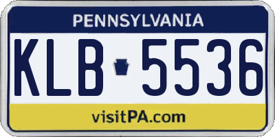 PA license plate KLB5536