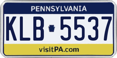 PA license plate KLB5537
