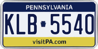 PA license plate KLB5540