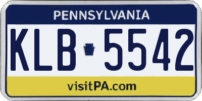 PA license plate KLB5542