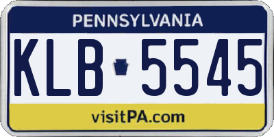 PA license plate KLB5545