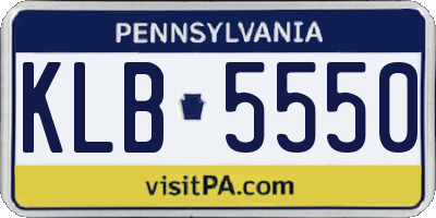 PA license plate KLB5550