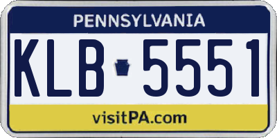 PA license plate KLB5551