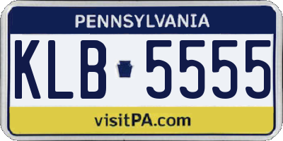 PA license plate KLB5555