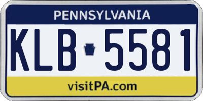 PA license plate KLB5581