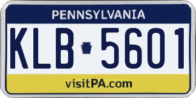 PA license plate KLB5601