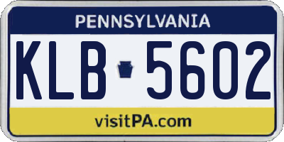 PA license plate KLB5602