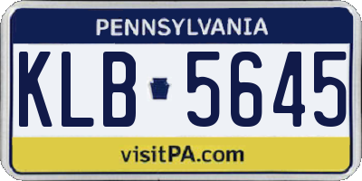 PA license plate KLB5645
