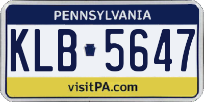 PA license plate KLB5647