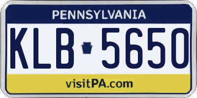 PA license plate KLB5650