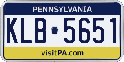 PA license plate KLB5651