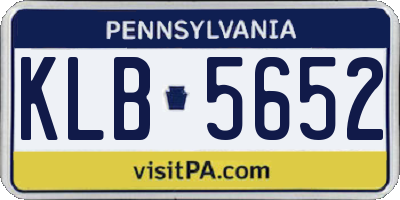 PA license plate KLB5652