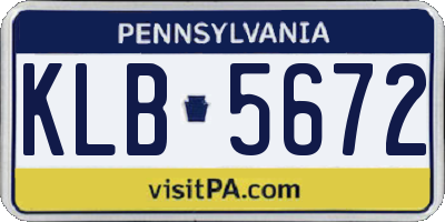 PA license plate KLB5672