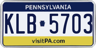 PA license plate KLB5703