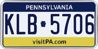 PA license plate KLB5706
