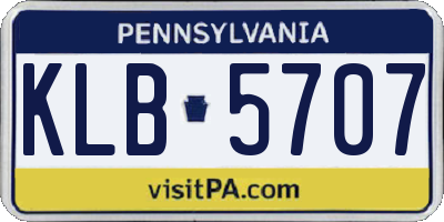 PA license plate KLB5707