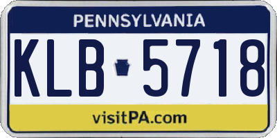 PA license plate KLB5718