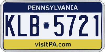 PA license plate KLB5721