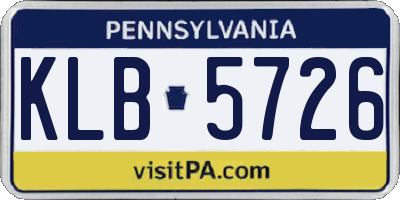 PA license plate KLB5726