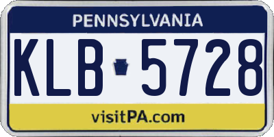 PA license plate KLB5728