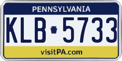 PA license plate KLB5733