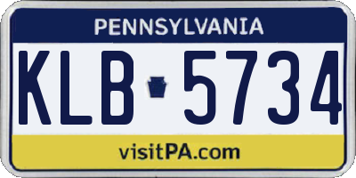 PA license plate KLB5734