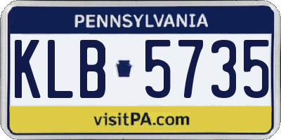 PA license plate KLB5735