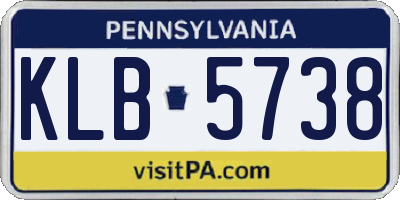 PA license plate KLB5738