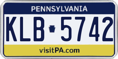 PA license plate KLB5742