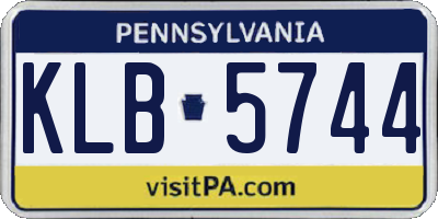 PA license plate KLB5744