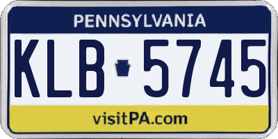 PA license plate KLB5745