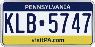 PA license plate KLB5747