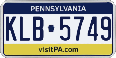 PA license plate KLB5749