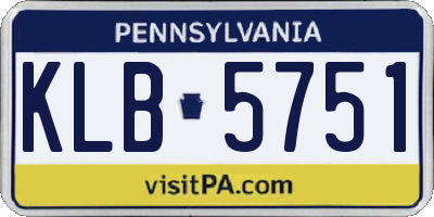 PA license plate KLB5751