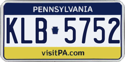 PA license plate KLB5752