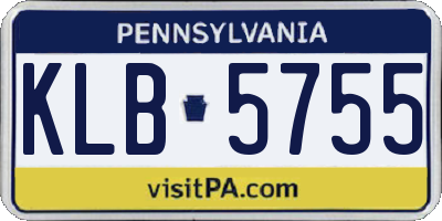 PA license plate KLB5755