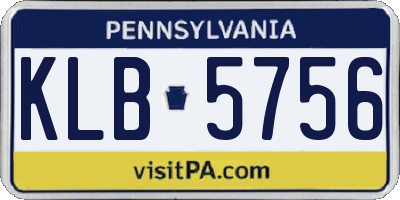 PA license plate KLB5756
