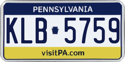 PA license plate KLB5759