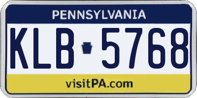 PA license plate KLB5768