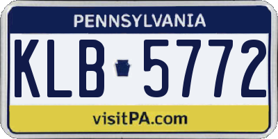 PA license plate KLB5772