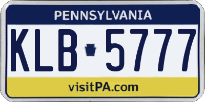 PA license plate KLB5777