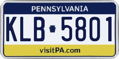 PA license plate KLB5801