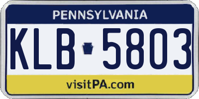 PA license plate KLB5803