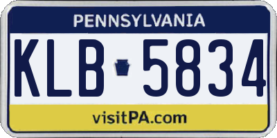 PA license plate KLB5834