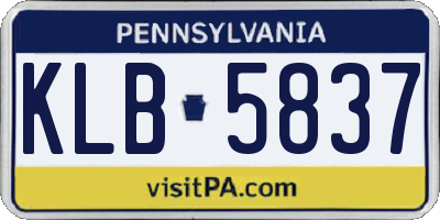 PA license plate KLB5837