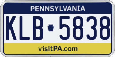 PA license plate KLB5838