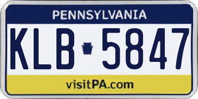 PA license plate KLB5847